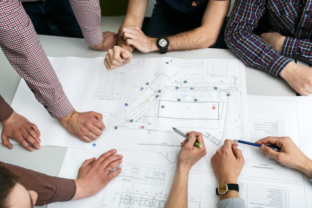 table-with-blueprints
